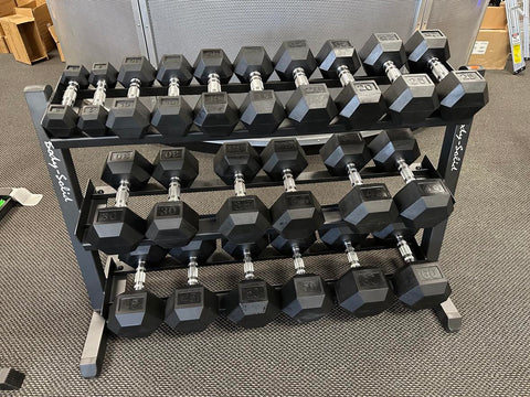 5-60LB DUMBBELL SET W/ 48" RACK