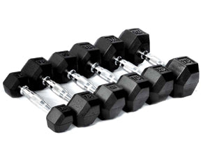 RUBBER HEX DUMBBELLS